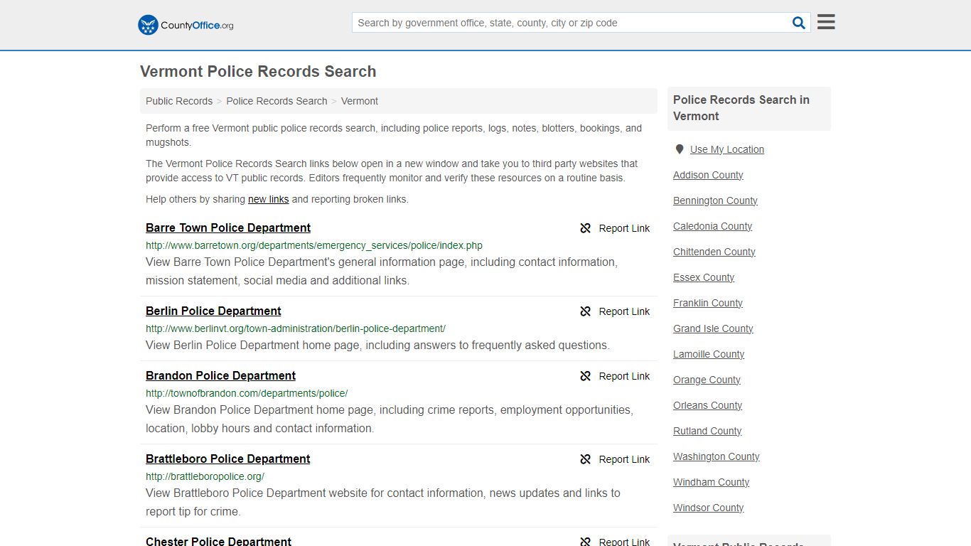 Police Records Search - Vermont (Accidents & Arrest Records)